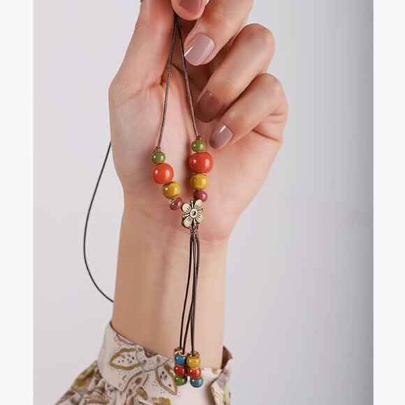 Floral Necklace Bohemian Ceramic Bead Style - Picture 4 of 5